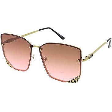 Pack of 12 Gold Trim Iconic Rimless Sunglasses Set