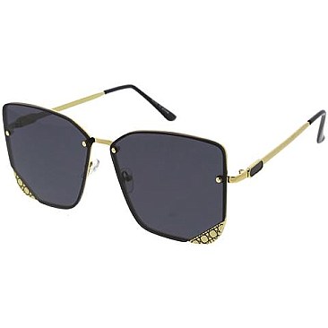 Pack of 12 Gold Trim Iconic Rimless Sunglasses Set