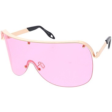 Pack of 12 Curved Half Frame Shield Sunglasses