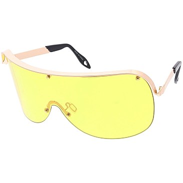 Pack of 12 Curved Half Frame Shield Sunglasses