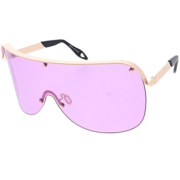 Pack of 12 Curved Half Frame Shield Sunglasses