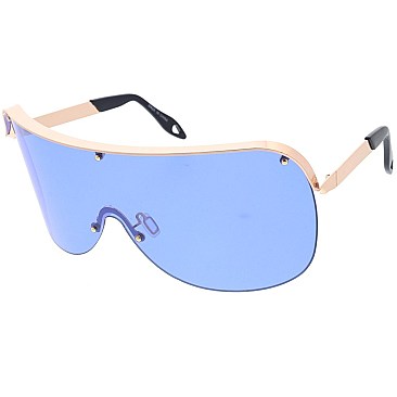 Pack of 12 Curved Half Frame Shield Sunglasses