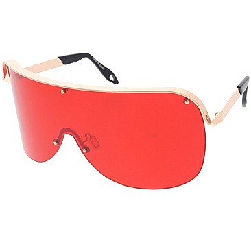 Pack of 12 Curved Half Frame Shield Sunglasses