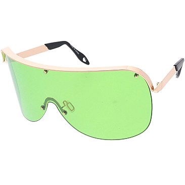 Pack of 12 Curved Half Frame Shield Sunglasses