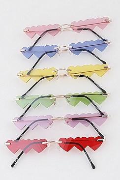 Pack of 12 Multicolor Heart Strike Sunglasses