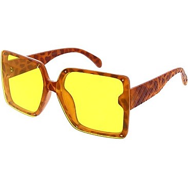 Pack of 12 Textured Temples Square Sunglasses