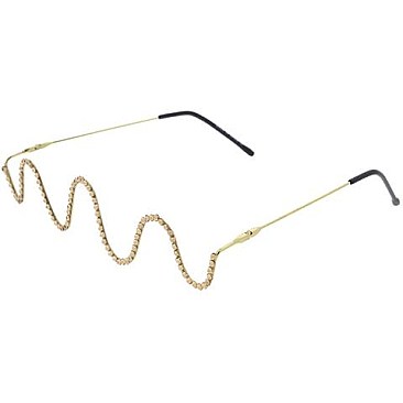 Luxury Lens-Less Décor Rhinestone Waves Punk Eyewear