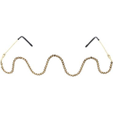 Luxury Lens-Less Décor Rhinestone Waves Punk Eyewear