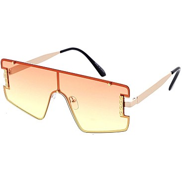 Pack of 12 Engraved Frame Shield Sunglasses