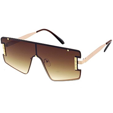Pack of 12 Engraved Frame Shield Sunglasses