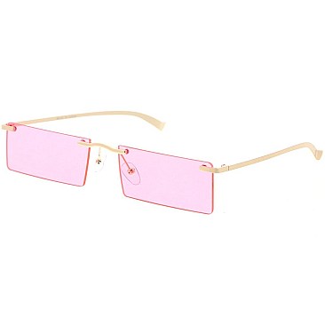 Pack of 12 Trendy Rimless Rectangular Sunglasses