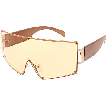 Pack of 12 Large Shield Sunglasses - Metal Lined Visor