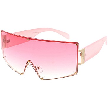 Pack of 12 Large Shield Sunglasses - Metal Lined Visor