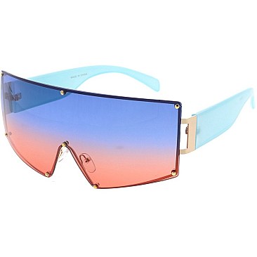 Pack of 12 Large Shield Sunglasses - Metal Lined Visor