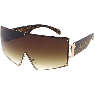 Pack of 12 Large Shield Sunglasses - Metal Lined Visor