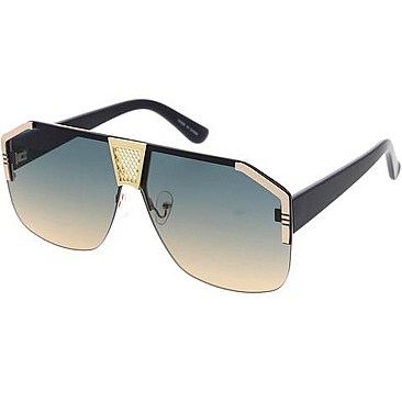 Pack of 12 Luxury Gold Detailed Shield Sunglasses