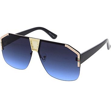Pack of 12 Luxury Gold Detailed Shield Sunglasses
