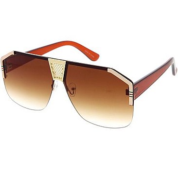 Pack of 12 Luxury Gold Detailed Shield Sunglasses