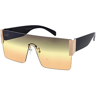 Pack of 12 Trendy Side Enforced Rectangular Shield Sunglasses