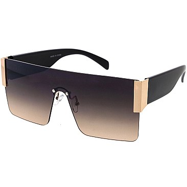 Pack of 12 Trendy Side Enforced Rectangular Shield Sunglasses