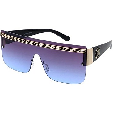 Pack of 12 Oversize Shield Sunglasses with Metal Emblem