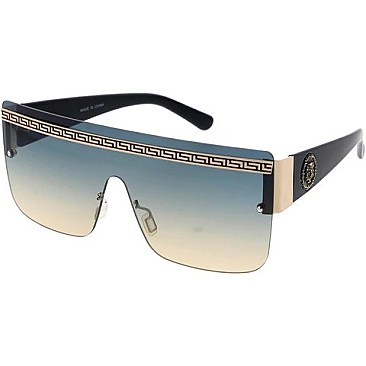 Pack of 12 Oversize Shield Sunglasses with Metal Emblem