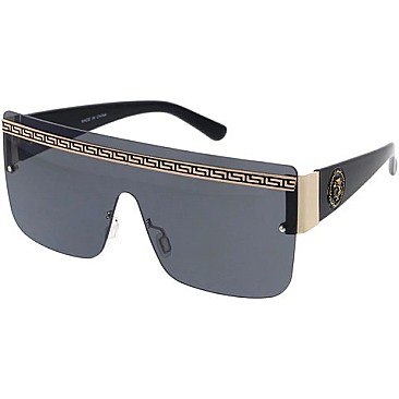 Pack of 12 Oversize Shield Sunglasses with Metal Emblem