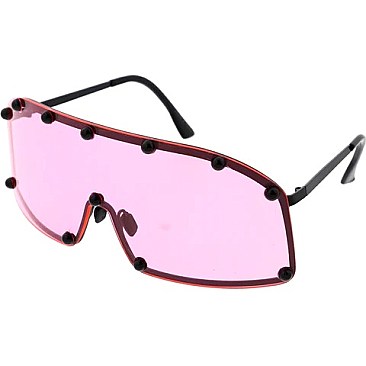 Pack of 12 Studded Shield Inspired Statement Sunglasses