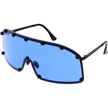 Pack of 12 Studded Shield Inspired Statement Sunglasses