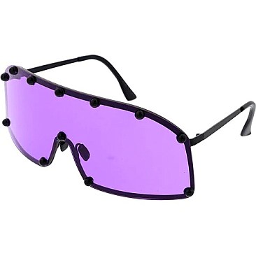 Pack of 12 Studded Shield Inspired Statement Sunglasses