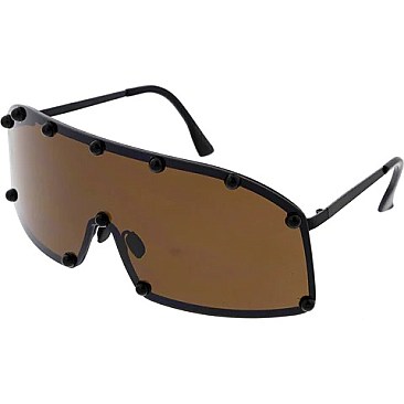 Pack of 12 Studded Shield Inspired Statement Sunglasses