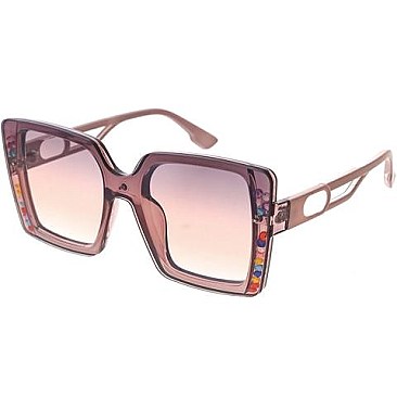 Pack of 12 Oversized Square Sunglasses W Stones