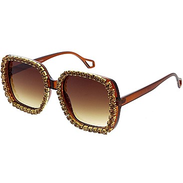 Pack of 12 Charming Bedazzled Square Sunglasses