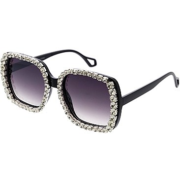 Pack of 12 Charming Bedazzled Square Sunglasses