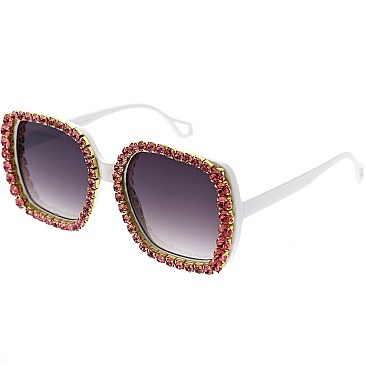 Pack of 12 Charming Bedazzled Square Sunglasses
