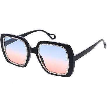 Pack of 12 Rhinestone Lined Square Sunglasses