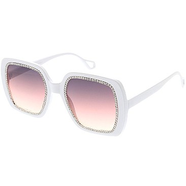 Pack of 12 Rhinestone Lined Square Sunglasses