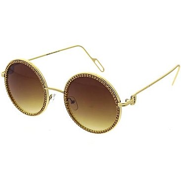 Pack of 12 Vintage Crystal Lined Round Sunglasses