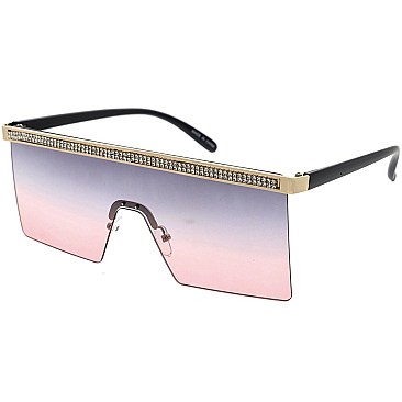 Pack of 12 Luxury Jewel Lined Shield Sunglasses