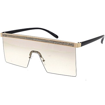 Pack of 12 Luxury Jewel Lined Shield Sunglasses