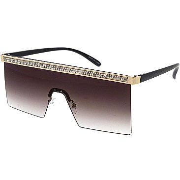 Pack of 12 Luxury Jewel Lined Shield Sunglasses