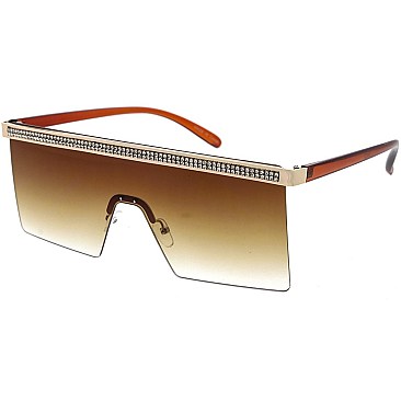 Pack of 12 Luxury Jewel Lined Shield Sunglasses