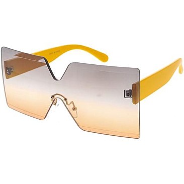 Pack of 12 Rimless Two Tone Gradient Shield Sunglasses