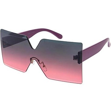 Pack of 12 Rimless Two Tone Gradient Shield Sunglasses