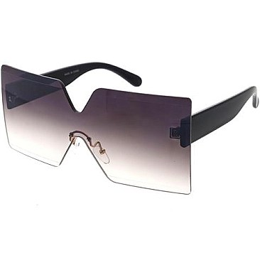 Pack of 12 Rimless Two Tone Gradient Shield Sunglasses