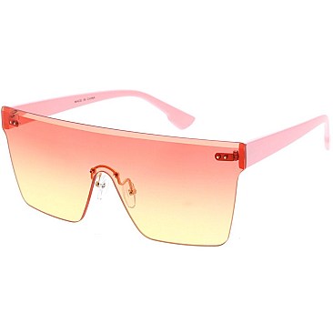 Pack of 12 Trendy Large Size Gradient Shield Sunglasses