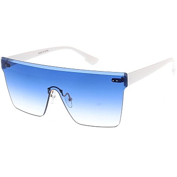 Pack of 12 Trendy Large Size Gradient Shield Sunglasses