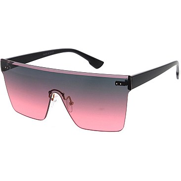 Pack of 12 Trendy Large Size Gradient Shield Sunglasses