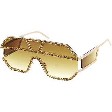 Pack of 12 Geometric Shape Rhinestone Sunglasses