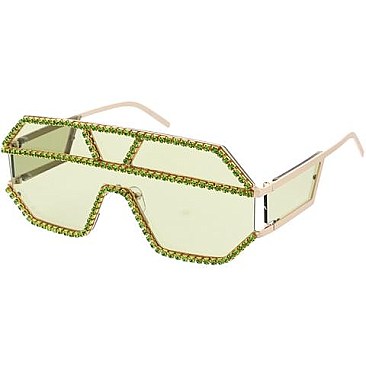 Pack of 12 Geometric Shape Rhinestone Sunglasses